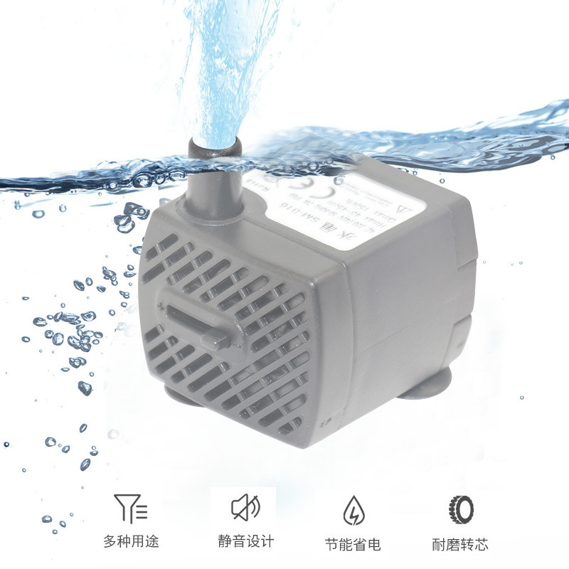 Fountain Pond Fish Tank Waterfall Landscape Miniature Water Flow Decorative Accessories Pump with Light Circulating Fog Submersible Pump Micro Small 