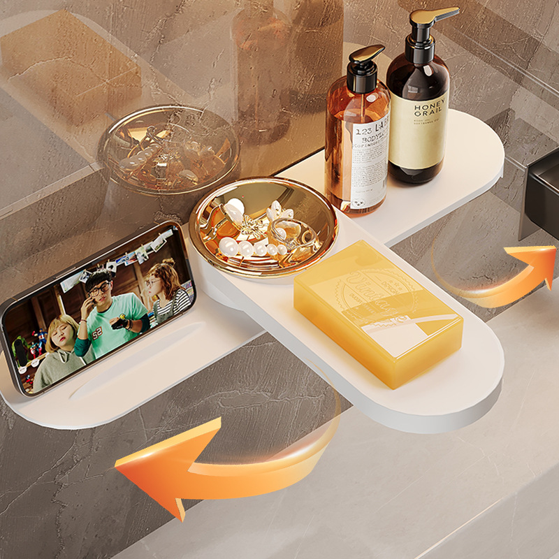 Caja de jabón giratoria multifuncional Caja de jabón de escurrible montada en la pared del baño Esquina del baño Estante antideslizante y a prueba de humedad