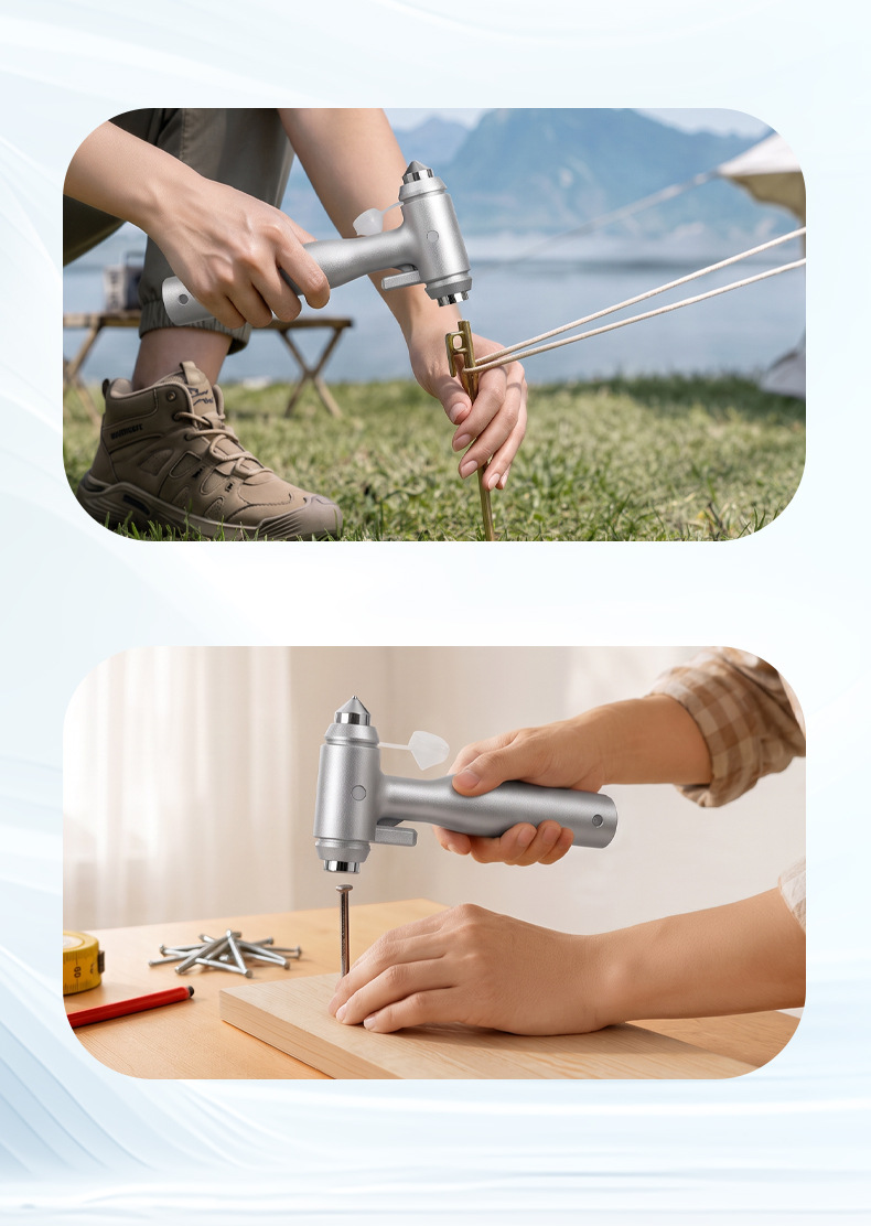 Car safety hammer, vehicle-mounted window breaker, tungsten steel hammer tip, emergency escape multi-function seatbelt cutter, wholesale