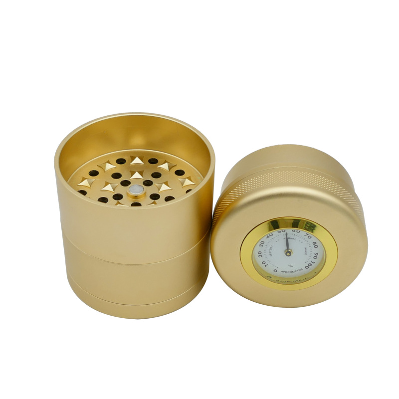 欧米の爆発航空アルミ製のタバコ磨き器の新製品63mm 5層のダイヤモンド歯は湿度計のタバコ磨き器を持っています。|undefined