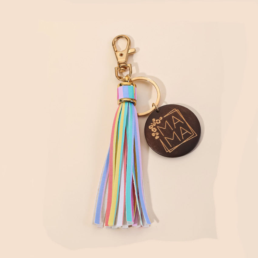 17g Weight Keychain Classification 1 Piece Quantity Casual, Holiday, Daily Occasion Pu Leather Material Mother'S Day Festival Letter, Tassel Pattern Unisex Gender Modern Style Style Modern Style Letter Tassel Pu Leather Mother'S Day Unisex Keychain 11