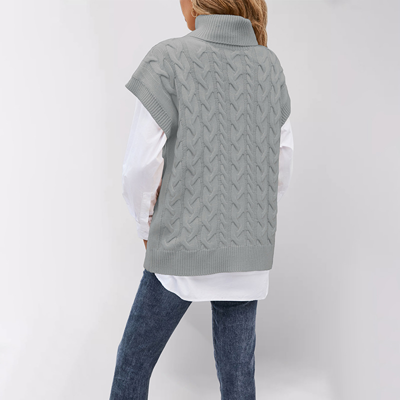 Suéter de punto sin mangas con cuello alto y cordones, estilo holgado, para mujer, moda transfronteriza de comercio exterior Amazon, otoño-invierno 2026 image 5