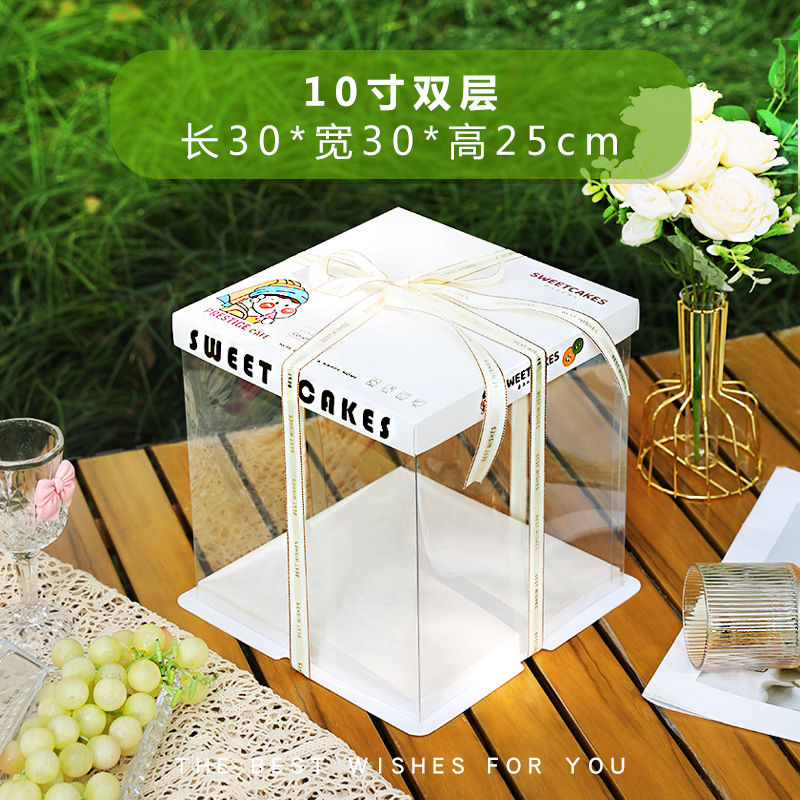 Caja de pastel de cumpleaños caja de embalaje transparente 6 6 6 8 8 10 + 12 pulgadas Individual doble de tres capas simple fondo engrosado