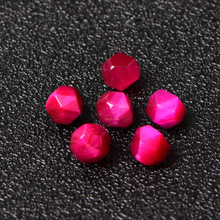 单珠颗玫红虎眼石钻石面散珠不规则切面珠子DIY手工饰品配件