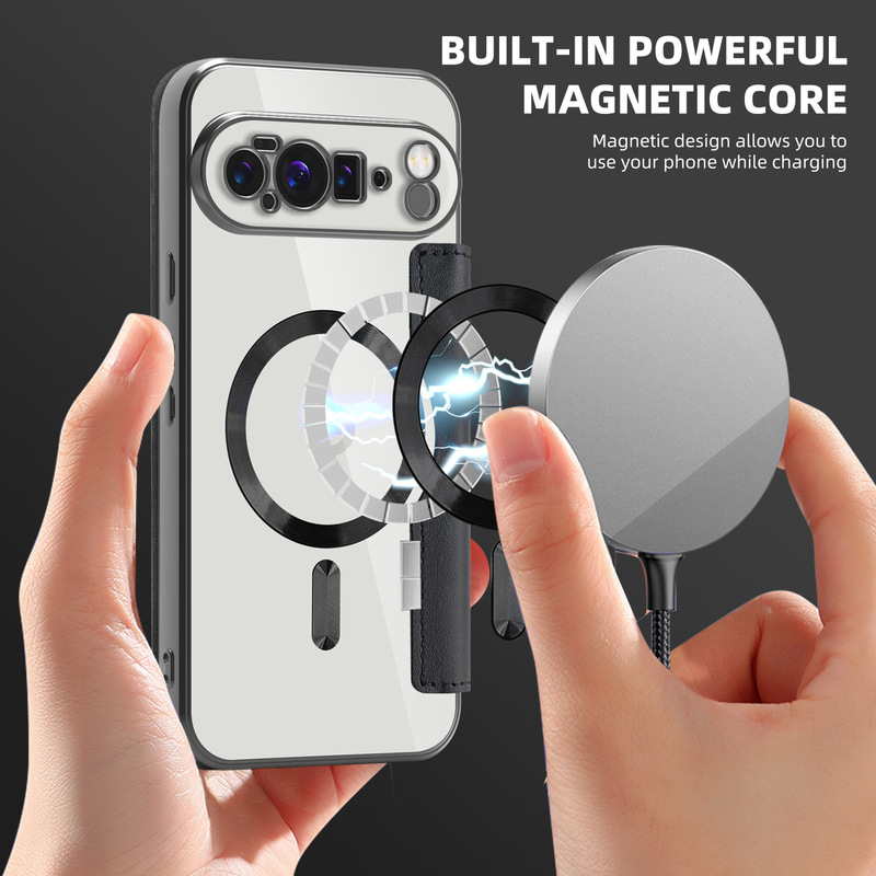 ゴールデンシールドレザーケース Google 10ProXL 携帯電話ケース電気メッキ磁気 GooglePIXEL9A カード保護カバー|undefined