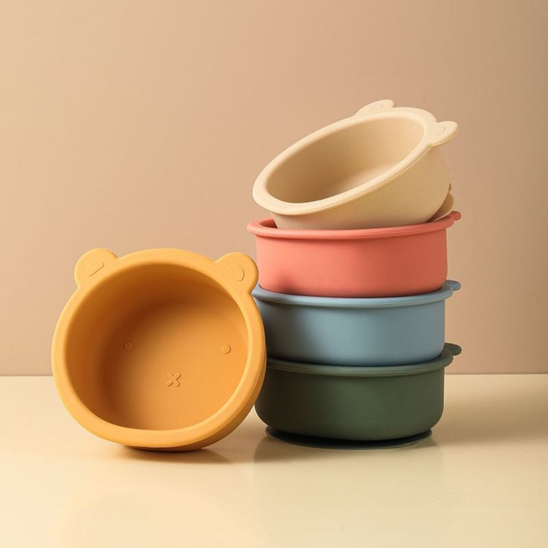 Baby feeding bowl with suction cup, anti-fall bear bowl, food-grade infant feeding utensils, children's bowl, supplementary food bowl Baby feeding bowl with suction cup, anti-fall bear bowl, food-grade infant feeding utensils, children's bowl, supplementary food bowl