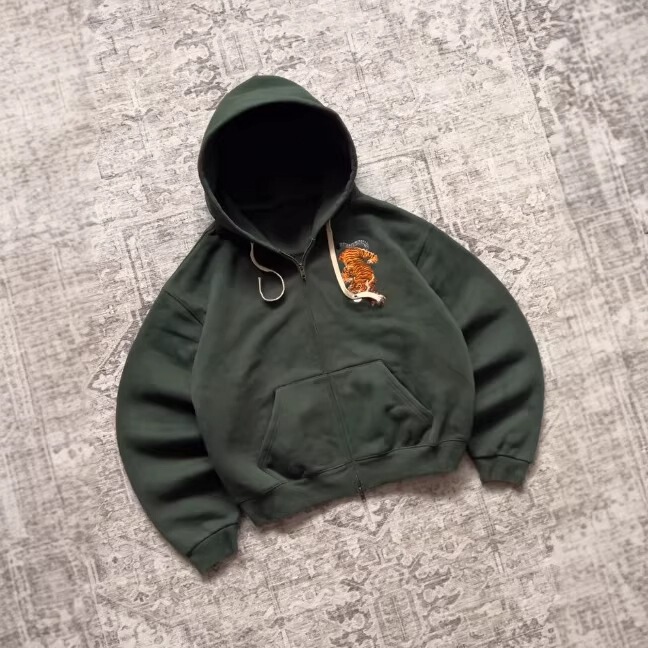 Cross-Border European and American Ins-Style Personalized Printed Hooded Sweatshirt with Long Sleeves, Double Zipper, Retro Cardigan Sweatshirt, Street Fashion Cross-Border European and American Ins-Style Personalized Printed Hooded Sweatshirt with Long Sleeves, Double Zipper, Retro Cardigan Sweatshirt, Street Fashion