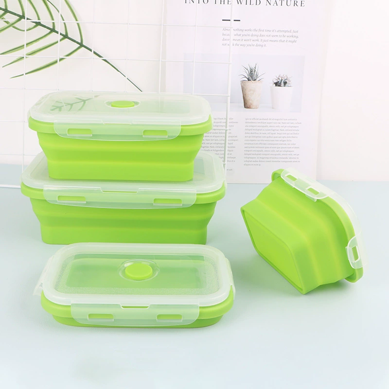 Складной силиконовый Ланч-бокс Портативный ящик для свежести Микроволновая печь Обед-бокс Квадратный ящик для хранения холодильника костюм