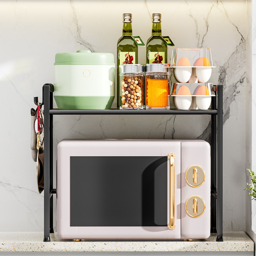 Kitchen microwave shelf, desktop adjustable seasoning rack, multifunctional rice cooker oven rack, layered storage rack