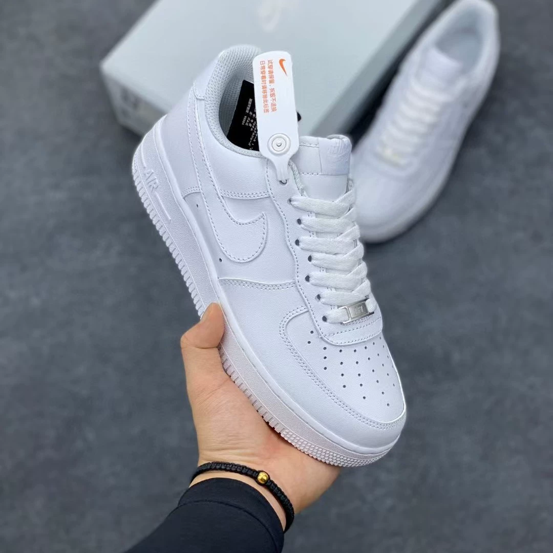 Air Force One Pure White Af1 Sneakers, All Black Leather Low-Top White Shoes, Classic Wear-Resistant Black Warrior Sports Trendy Style Air Force One Pure White Af1 Sneakers, All Black Leather Low-Top White Shoes, Classic Wear-Resistant Black Warrior Sports Trendy Style