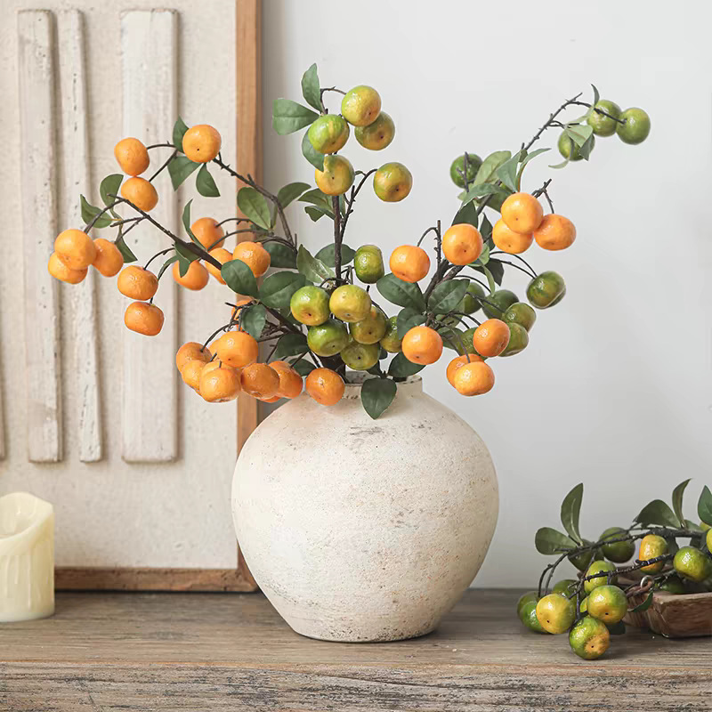 Silent Round Belly Ceramic Vase Ornaments Wabi-Sabi Style Stoneware Jars Living Room Entrance Hall White Retro Furnishings