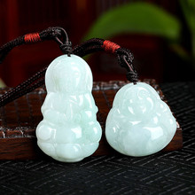 真品A货冰糯缅甸翡翠吊坠观音佛公情侣款项链玉石玉坠挂件玉饰
