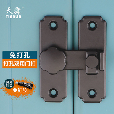 免打孔门扣90度直角谷仓门锁推拉门锁插销房门扣移门锁扣搭扣门栓