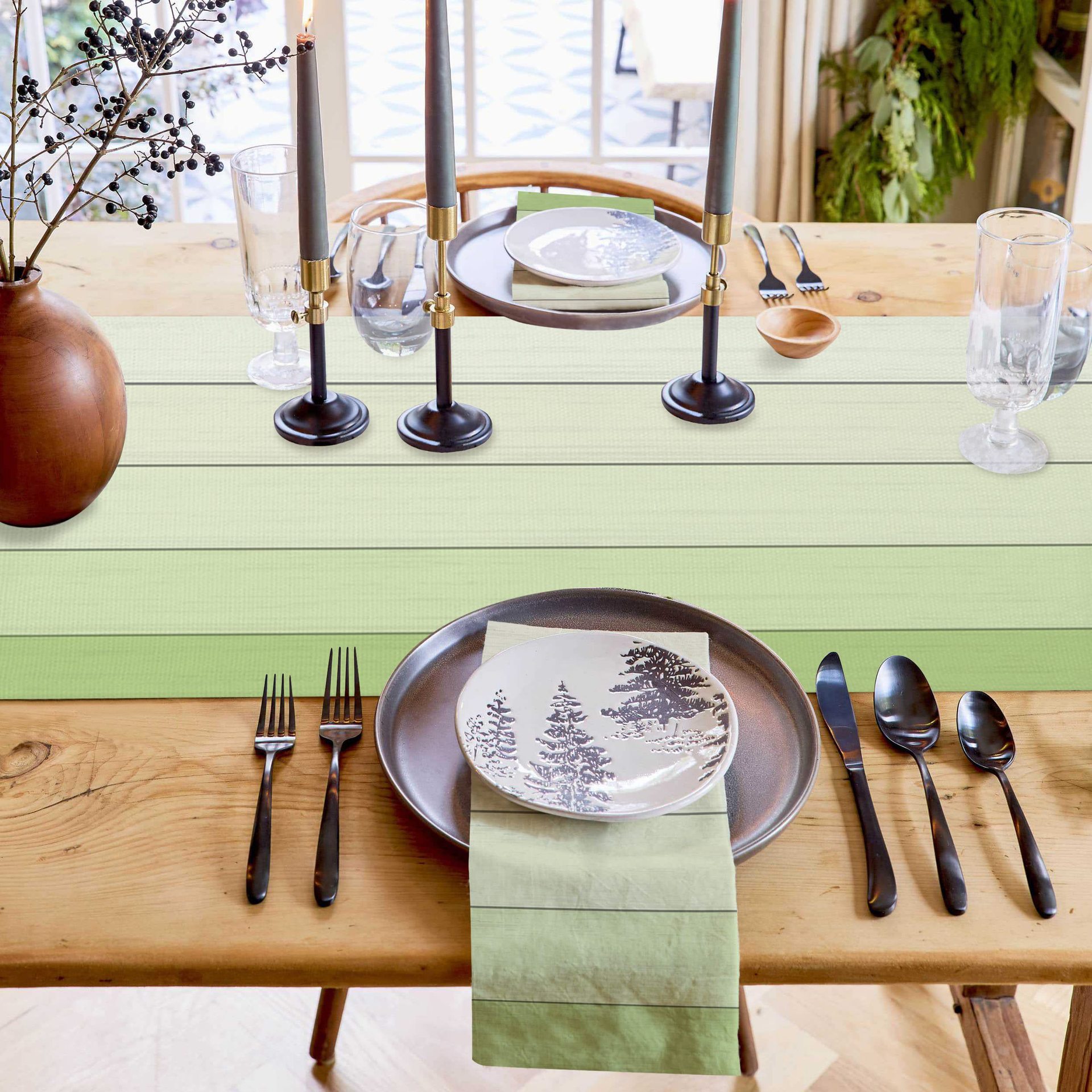 Lino a rayas corredor de mesa Amazon madera grano tela Toalla de mesa mantel decorativo aislamiento antideslizante estera de mesa estera de la tabla de impresión image 5
