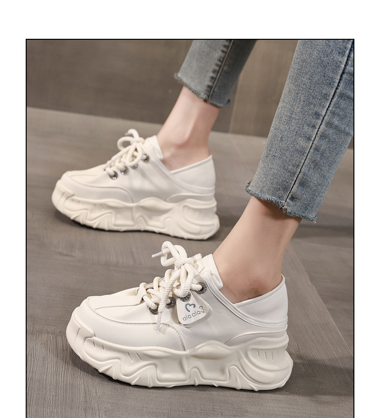 Giày sneaker nữ đế dày tăng chiều cao, form slip-on tiện lợi, đế bánh xốp mềm — màu be chi tiết 12