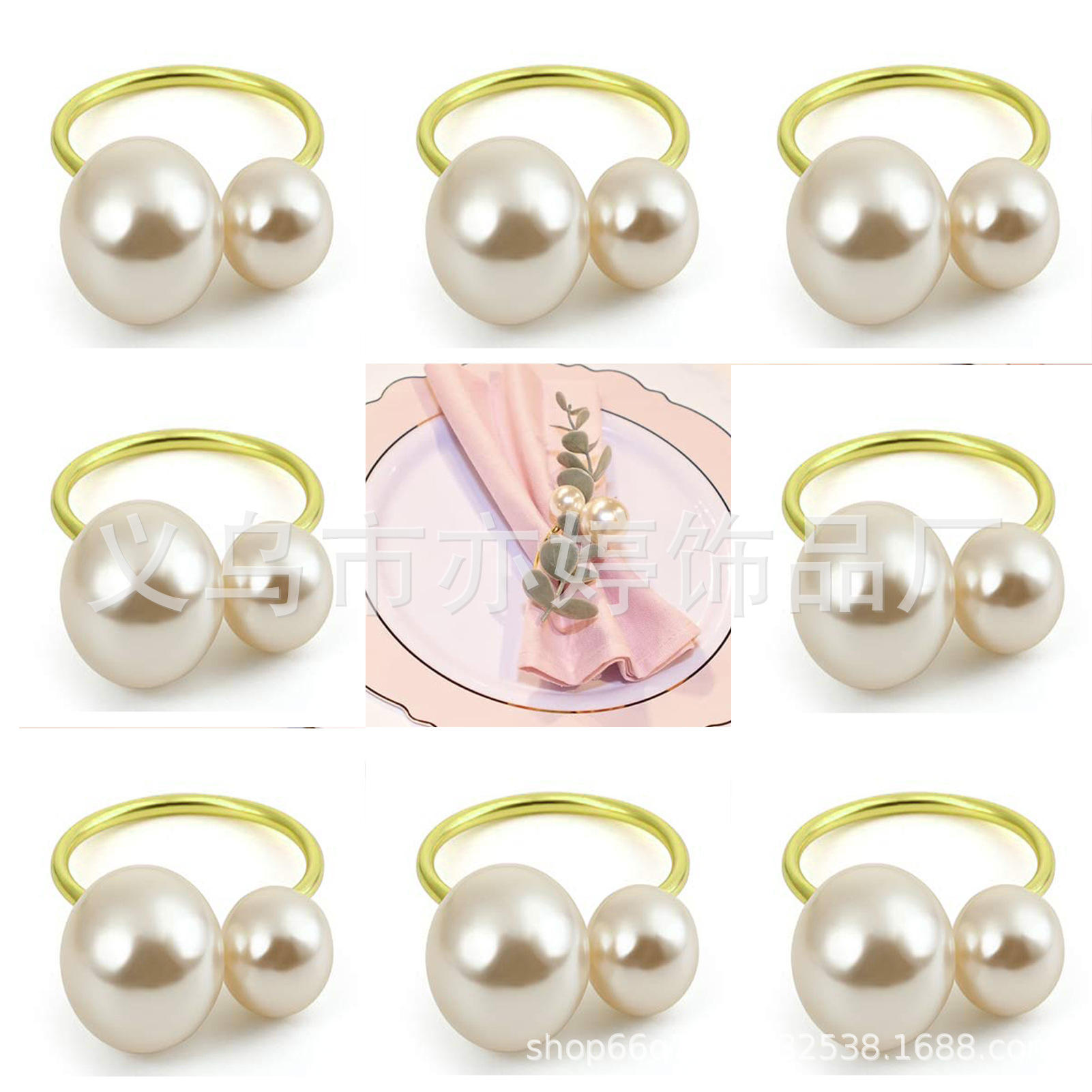 Fábrica al por mayor perla servilleta anillo 16mm + 22mm perla servilleta hebilla de fábrica directo-frontera anillo servilleta