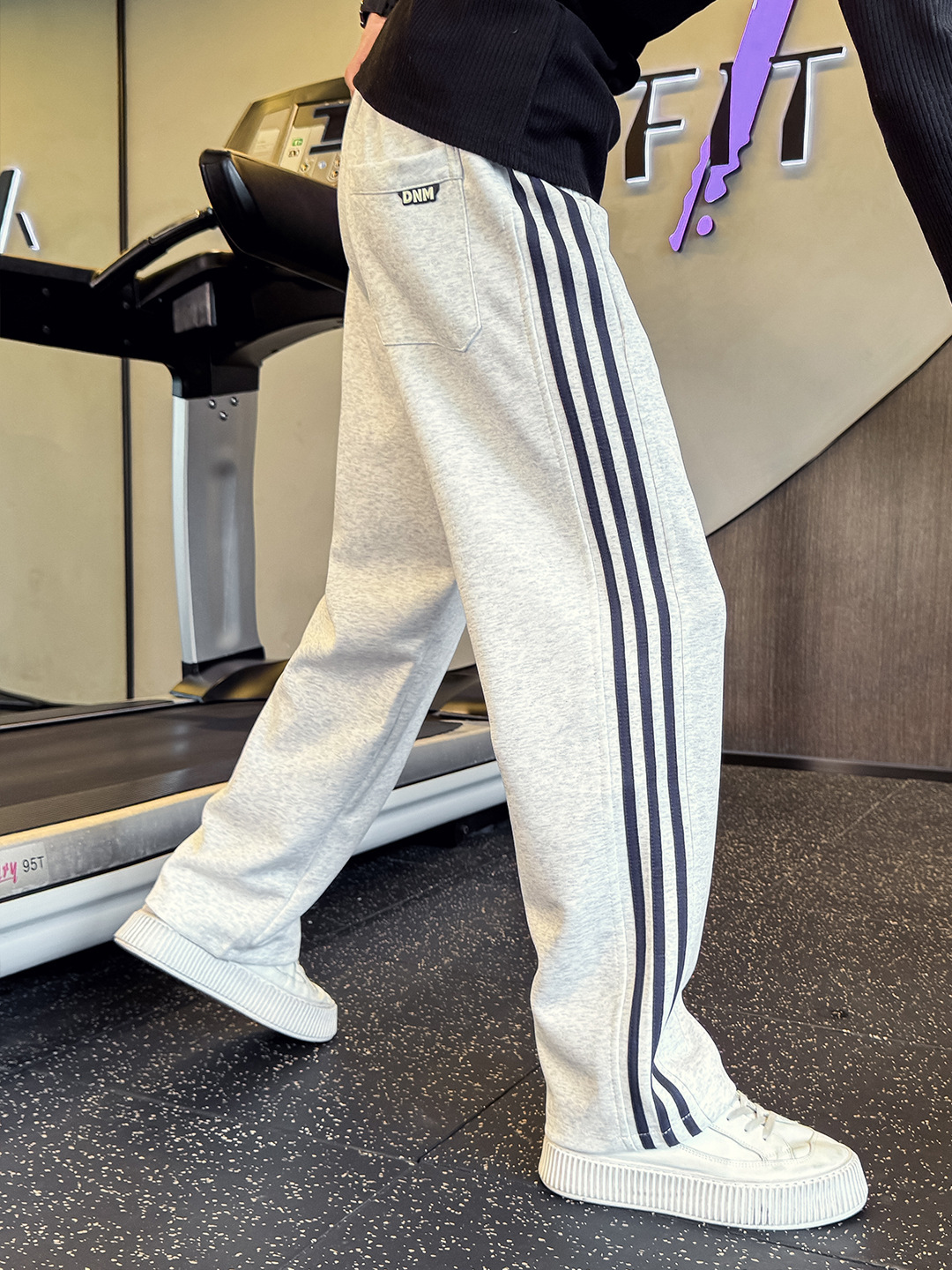 Floral Gray Sweatpants Men's Side Stripe Straight-Leg Men's Pants Sports Pants 2025 New Spring and Autumn Trendy Casual Pants