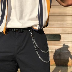 Temu hot selling European and American cross-border fashion metal boys multi-layer chain tassel body chain versatile geometric chain waist chain