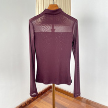 2024秋冬半高领网纱打底衫上衣！微透女人味修身显瘦弹力长袖T恤