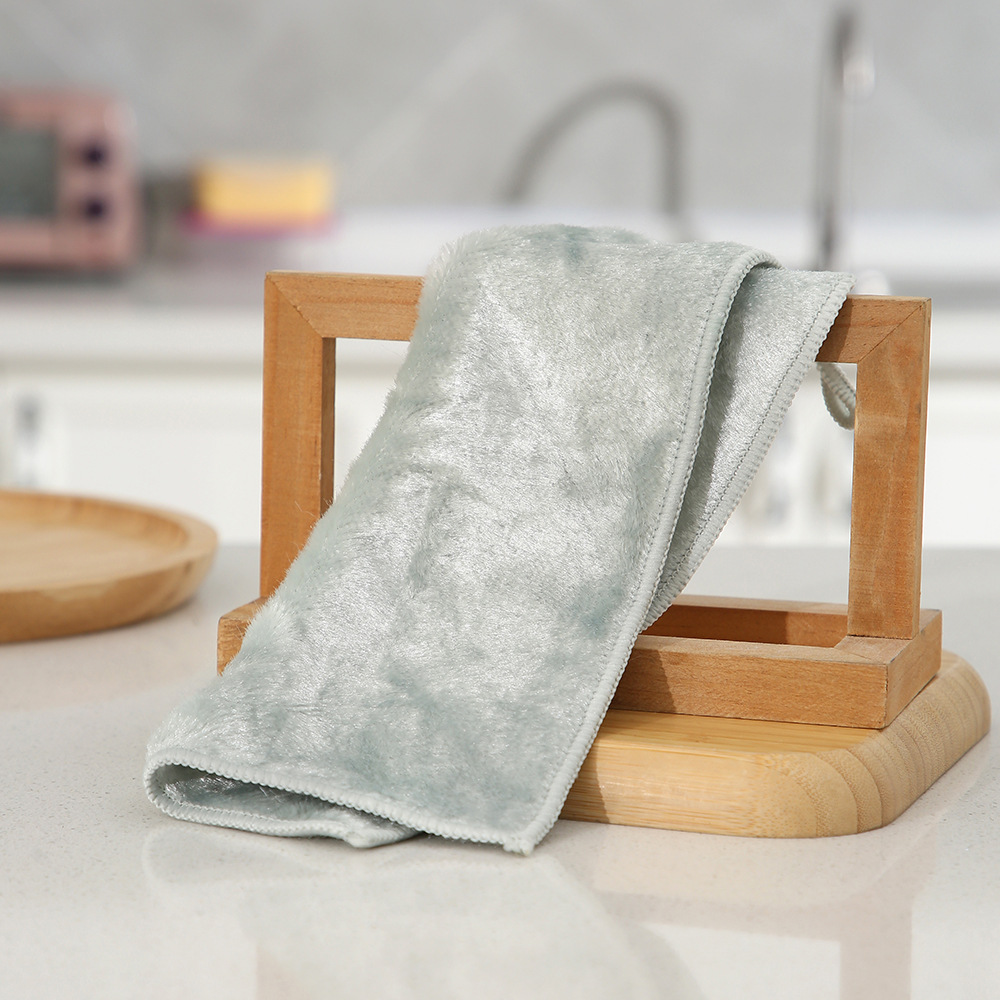 Absorbent Rag, Lint-Free, Double-Sided Dishwashing Cloth, Kitchen Supplies Cleaning Scouring Pad, Thickeneded Glass Towel