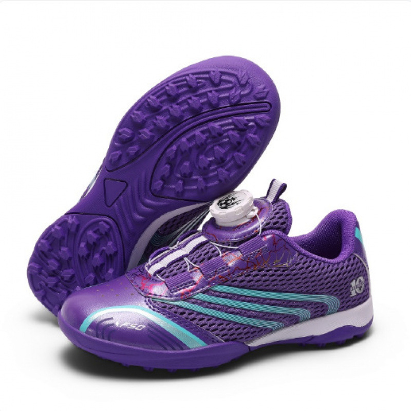 Zapatillas de Fútbol Infantil Talla 28-40, Malla y Caucho, Transpirable, Cierre Giratorio, para Terreno Firme