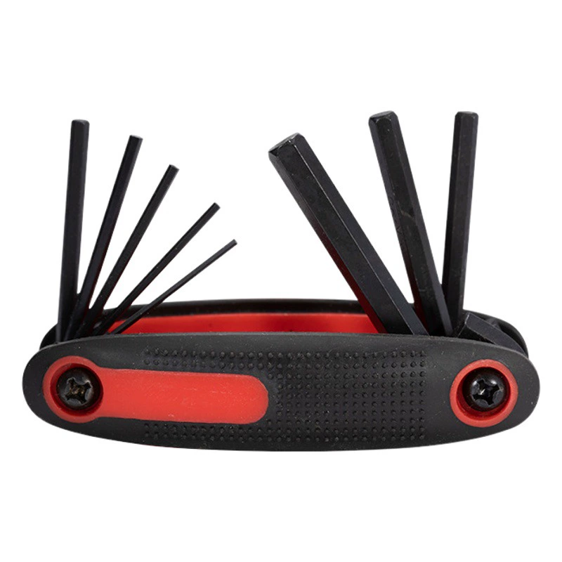 Складной шестигранный ключ с пластиковым корпусом, черненый складной комбинированный инструмент с плоской головкой для ремонта, подходит для разборки.