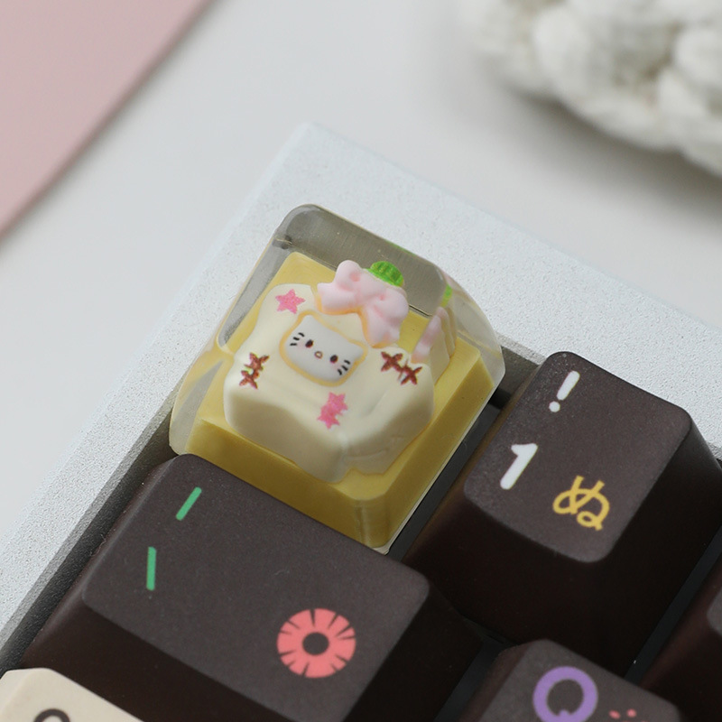 スポットパーソナライズ樹脂接着剤半透明かわいい猫キーキャップクロス軸メカニカルキーボードキーキャップシングル高さ|undefined