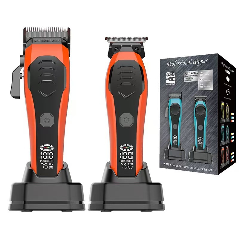 Set de Cortapelos Eléctrico Digital de Aleación de Titanio con Cabezal Lavable para Barbería y Hogar