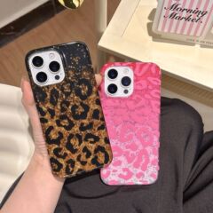 闪粉亮片欧美个性豹纹适用iPhone16Pro max苹果15手机壳14/13双层