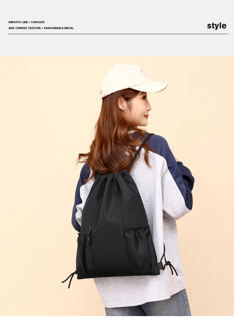 Waterproof Solid Color Casual Holiday Drawstring Backpack display picture 2