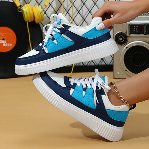 Korean Style Thick Sole Trendy Couple's Skate Shoes Breathable Comfortable Casual Sports Single Shoes Fashionable Versatile Outdoor Flat Shoes