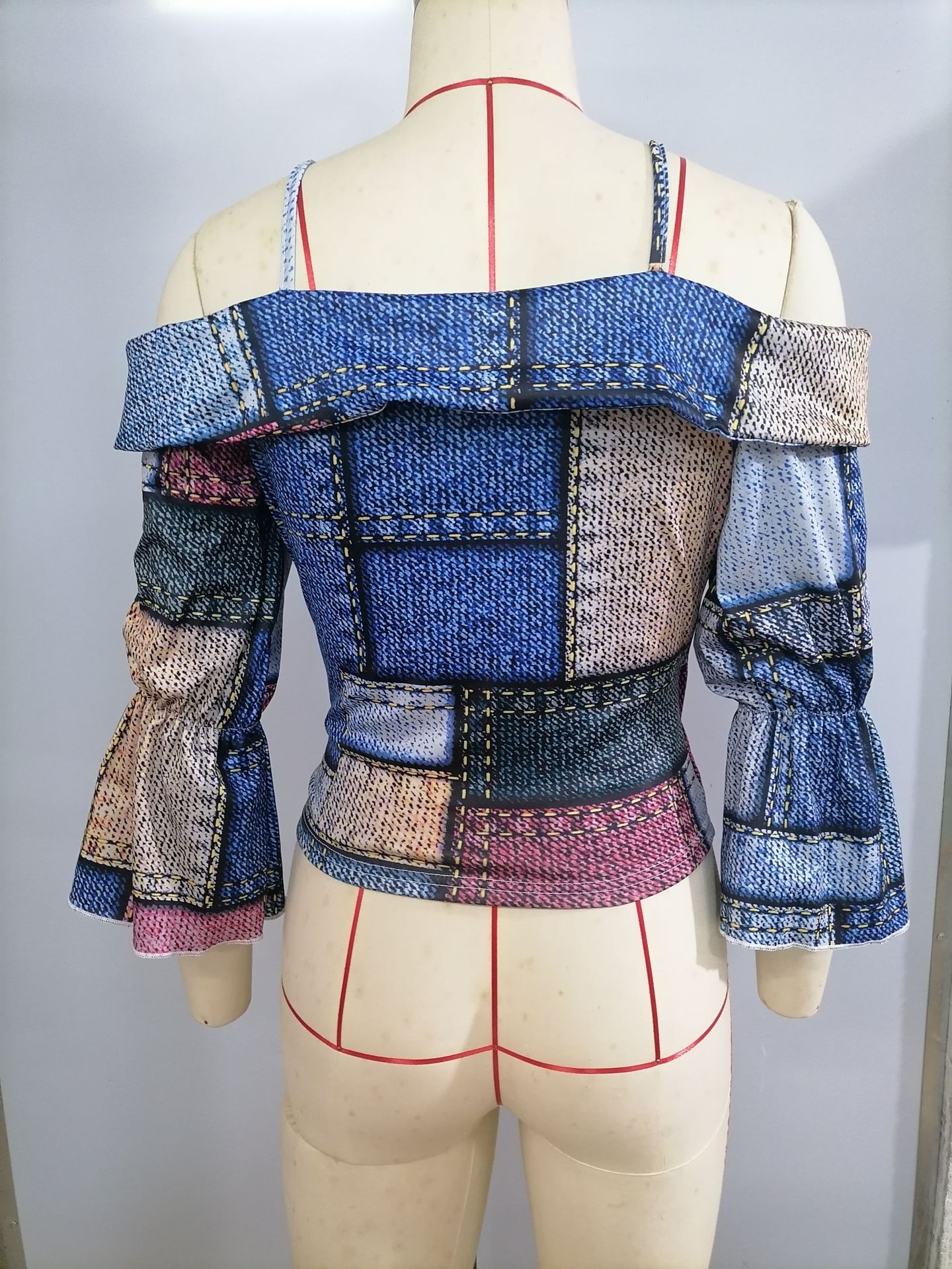 Short Top Length Wholesale Women's Vintage Style Printing Blouses