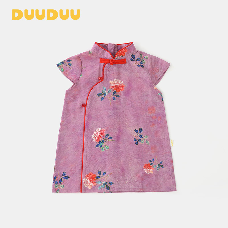 DUUDUU玲珑扣夏2025夏季薄款中式风周岁婴儿衣服夏季女宝宝连衣裙