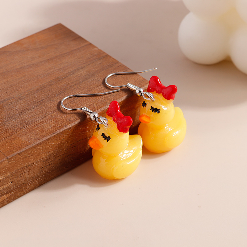 Fashion Cartoon Cute Little Yellow Duck Earrings display picture 2