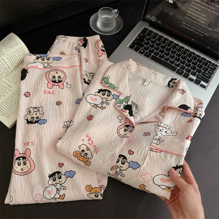 Transfronterizo al por mayor lindos rayas amarillas osos impresión pijamas de primavera y otoño nuevos pantalones de mangas largas set de ropa para el hogar