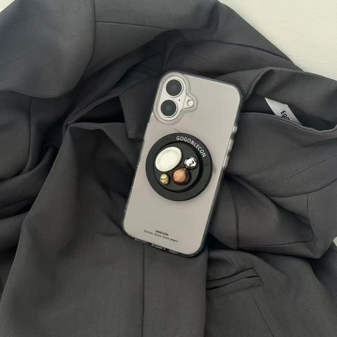 Soporte de gema magnética gris ahumado de estilo coreano para iPhone16ProMax Apple 14/15 funda para teléfono móvil 13