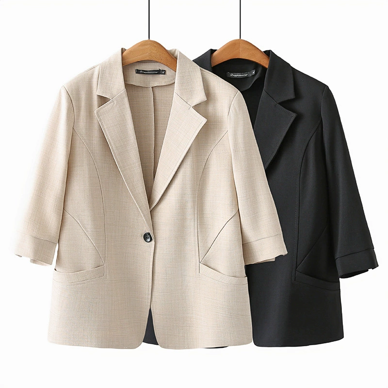 Костюм с семикратным рукавом женский большой размер 2024 весеннее и летнее пальто тонкое жирное MM200 кг темперамент модный костюм ниша 2409