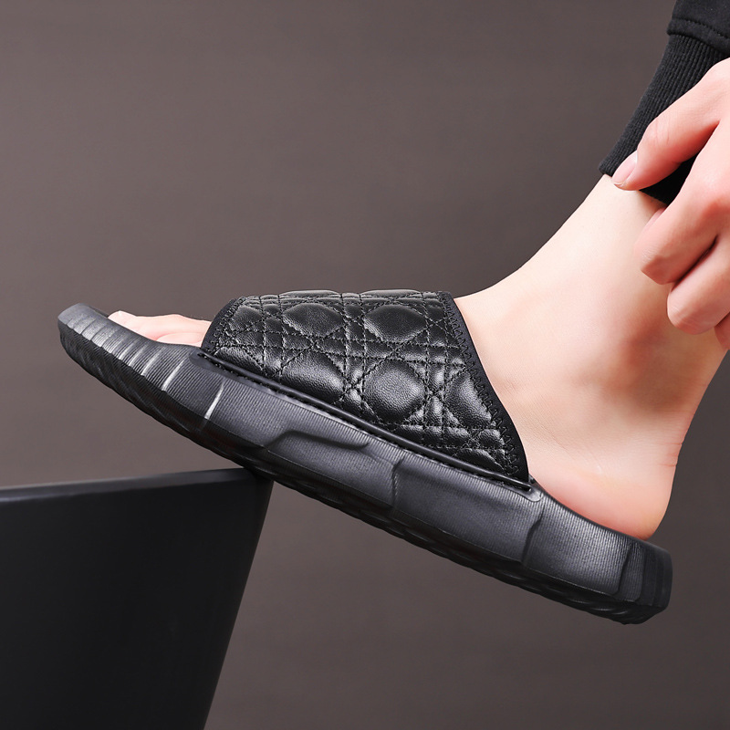 Verano de piel de oveja nueva zapatillas de hombre zapatillas de cuero zapatillas de hombre zapatillas de playa transpirables sandalias zapatos de hombre