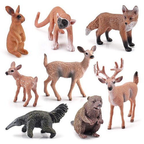 Foreign trade hot selling simulation animal reindeer squirrel red fox animal model wholesale set white tail deer solid figure