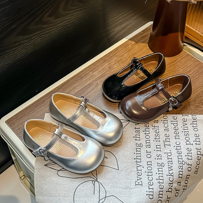 Girls' Princess Leather Shoes 2025 Spring and Summer New Children's Shoes Little Girls Shallow Single Shoes Soft-Soled Loafers Stylish