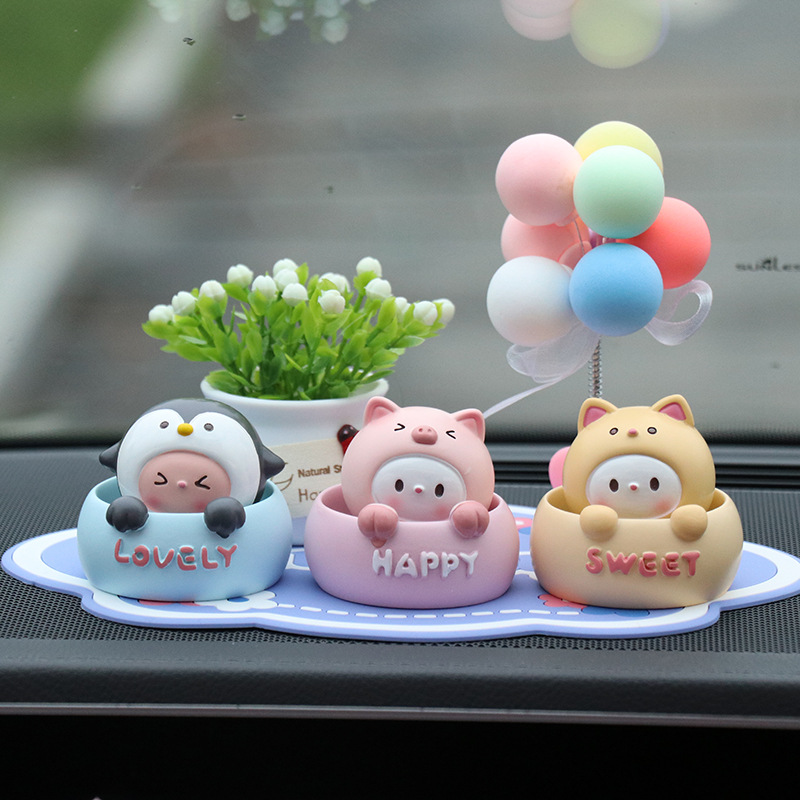 Car ornaments cartoon shaking head animals cute car ornaments desktop decoration resin figurines creative