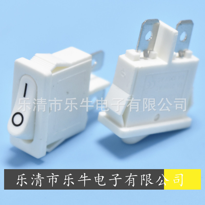 薄形白色翘板开关 KCD1-110 2脚2档白色船型开关9.5*21mm电源开关