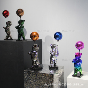 Light Luxury High-end Balloon Bear Sculpture Decoration Creative Model Room Children's Room Living Room TV Cabinet Hallway Craft Ornaments