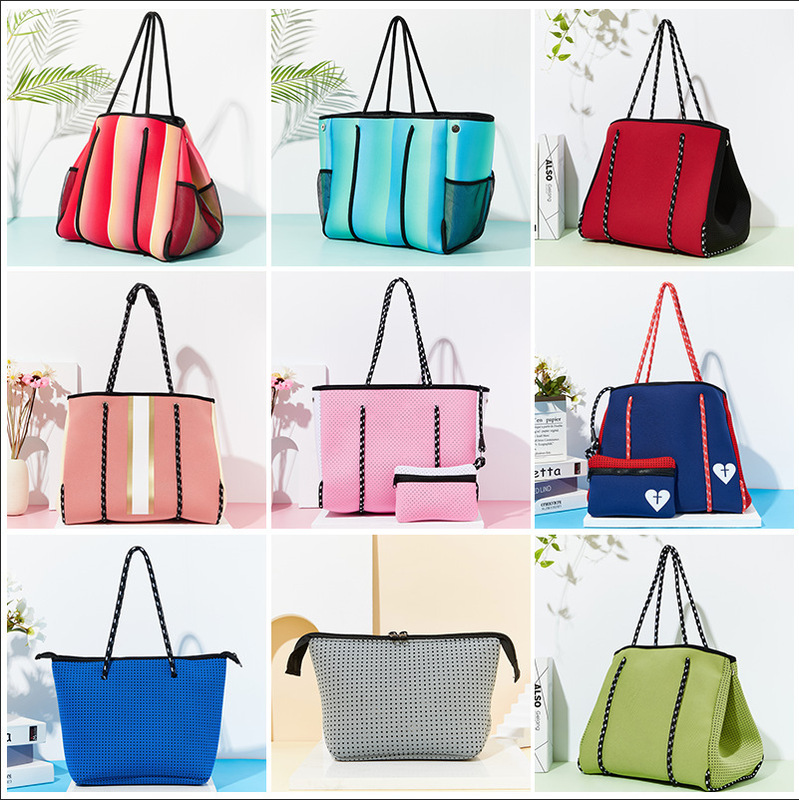 Neoprene Beach Bag Three-dimensional Perforated Diving Material Beach Bag Women's Beach Bag Neoprene Beach Bag Three-dimensional Perforated Diving Material Beach Bag Women's Beach Bag