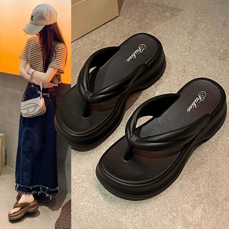 Eva 5.5cm Thick-Soled Flip-Flops for Women, Summer Outer Slippers, Beach Sandals, Sandals, Flip-Flops, Shoes