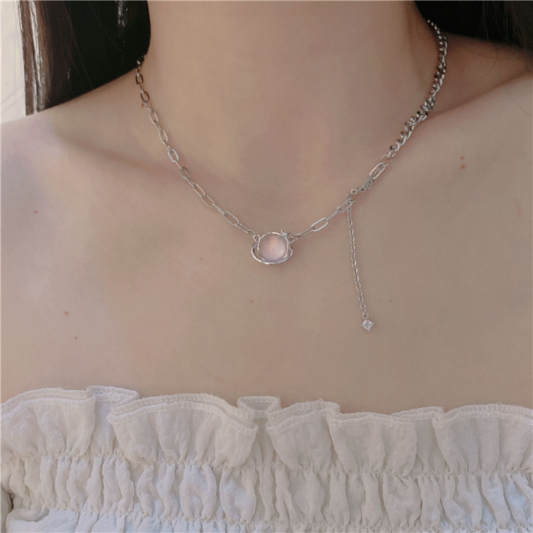 Fashion Heart Shape Titanium Steel Patchwork Pendant Necklace 1 Piece