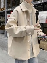 毛呢大衣男冬季新款韩版ins潮纯色帅气呢子外套情侣百搭休闲夹克