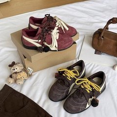 阿蔓诺~松果鞋女鞋秋季2025新款复古赛车鞋红色德训鞋运动阿甘鞋
