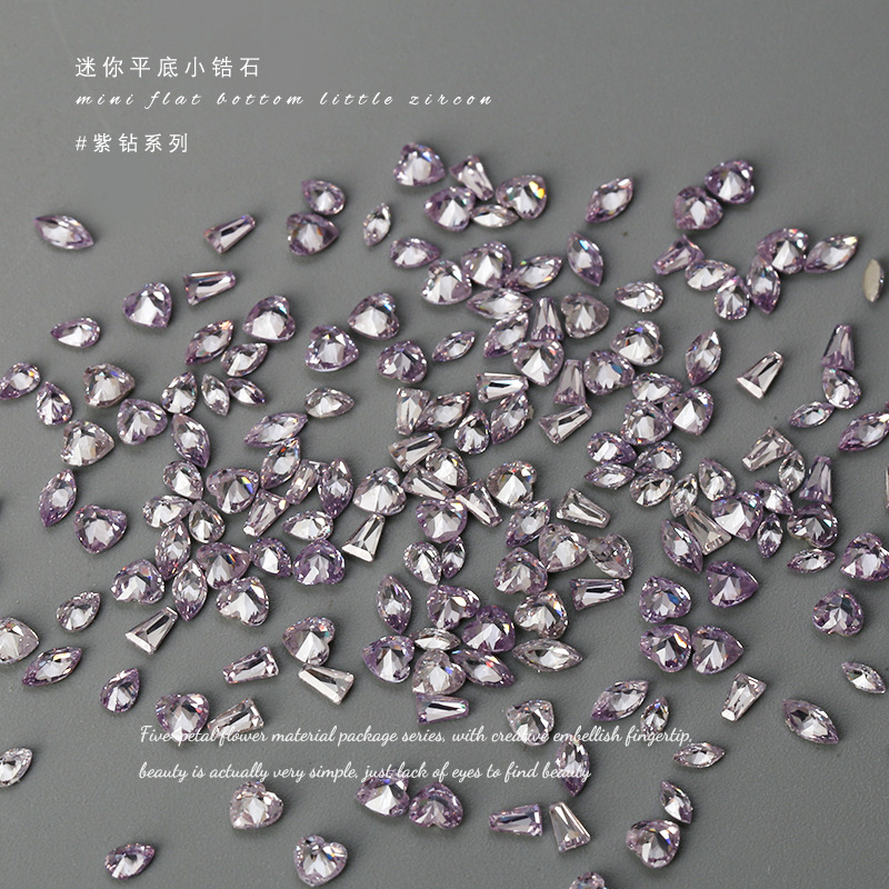 50 piezas de joyería de uñas Mini tamaño pequeño 5A circón diamante blanco diamante amor rectangular plana diamante accesorios de uñas