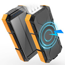 跨境太阳能磁吸无线充自带拉伸缩线20000快充22.5W充电宝移动电源